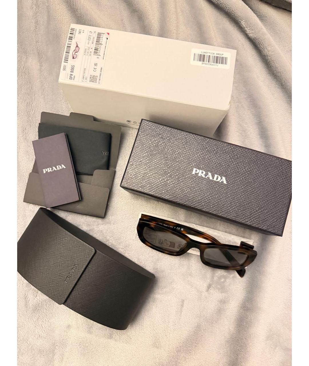 PRADA Коричневые пластиковые солнцезащитные очки, фото 4