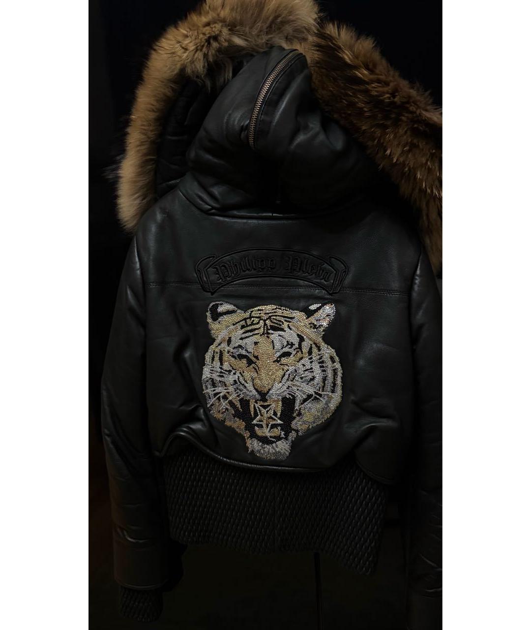 PHILIPP PLEIN Черная кожаная куртка, фото 2