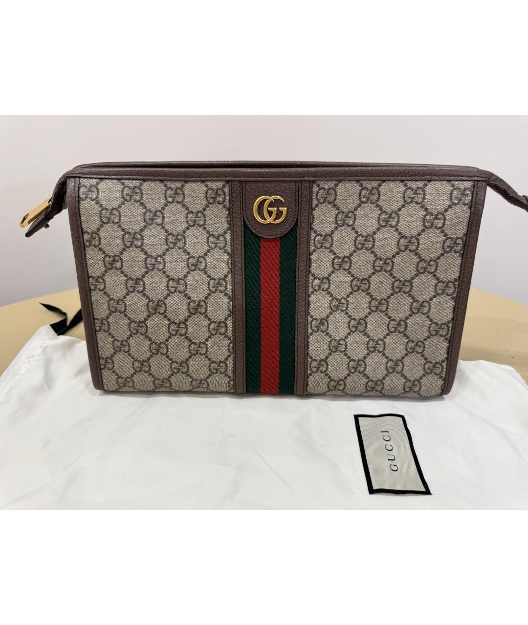 GUCCI Бежевая косметичка из канвы, фото 6