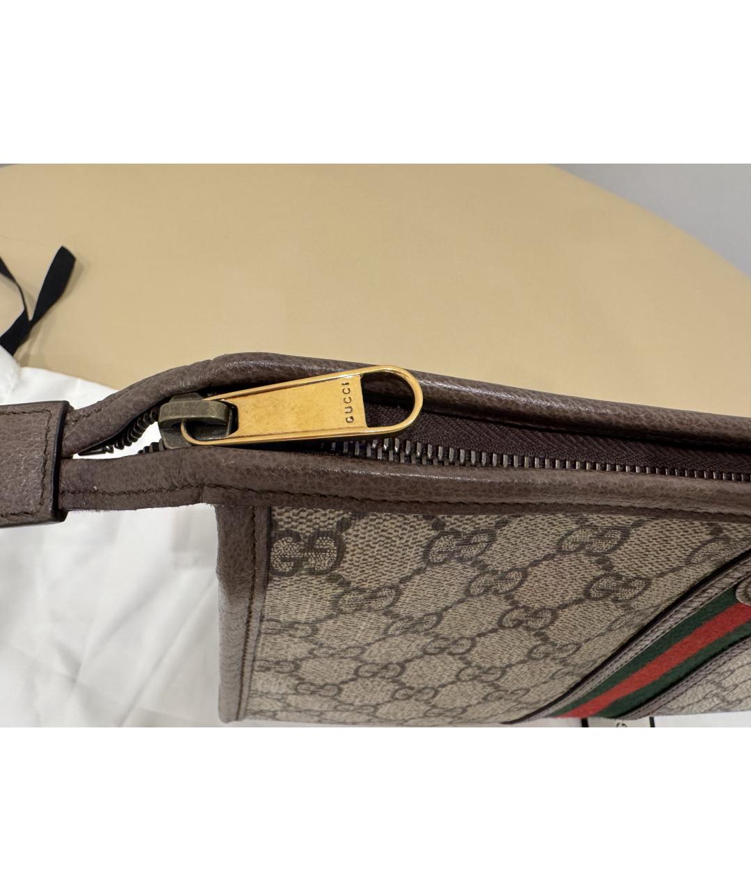 GUCCI Бежевая косметичка из канвы, фото 5
