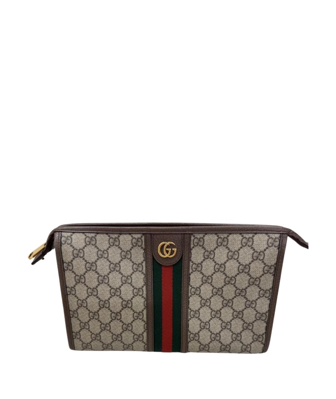 GUCCI Бежевая косметичка из канвы, фото 1