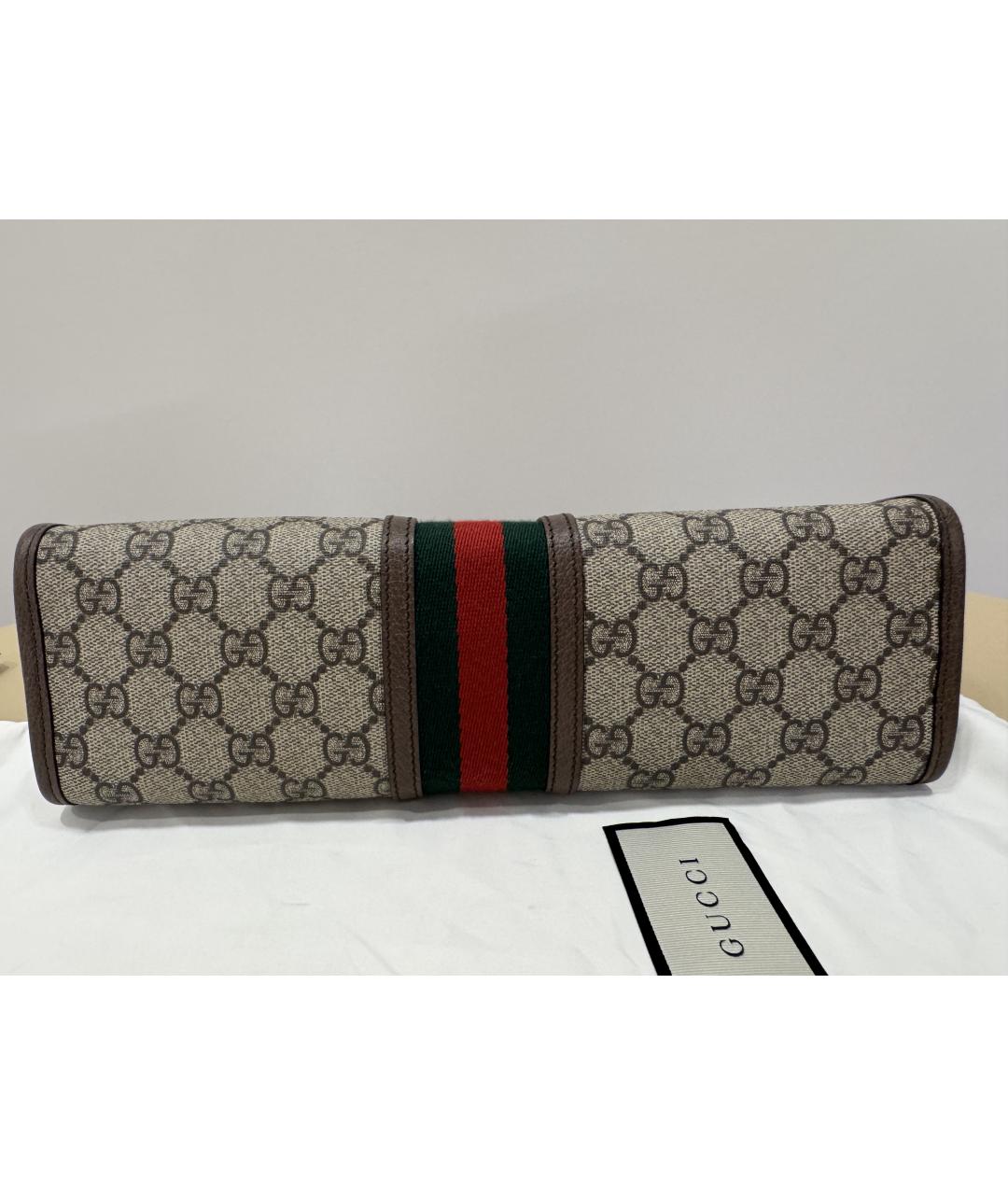 GUCCI Бежевая косметичка из канвы, фото 4