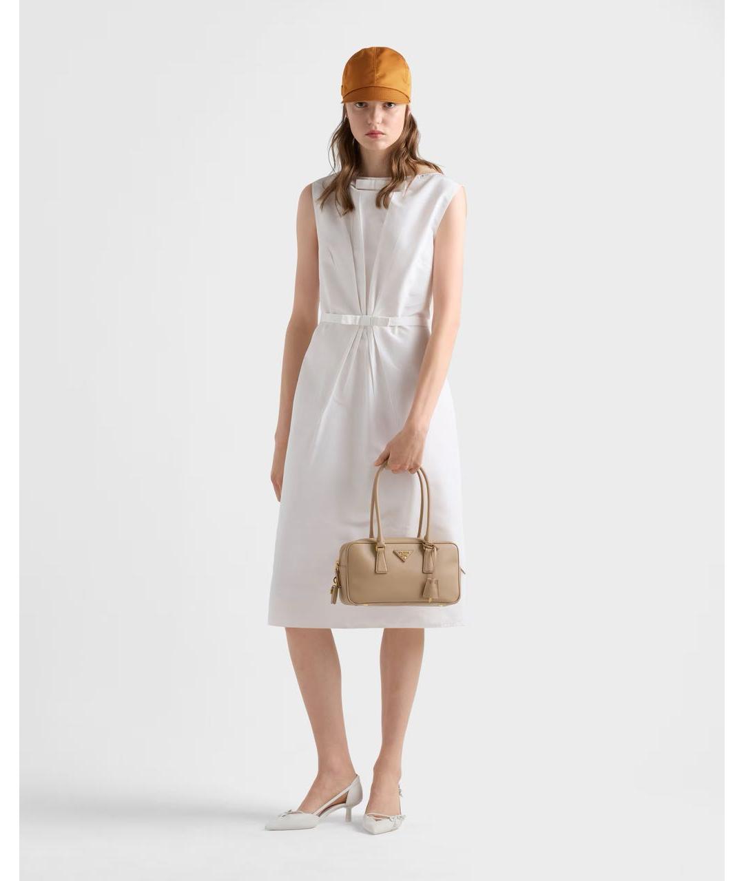 PRADA Бежевая кожаная сумка с короткими ручками, фото 7