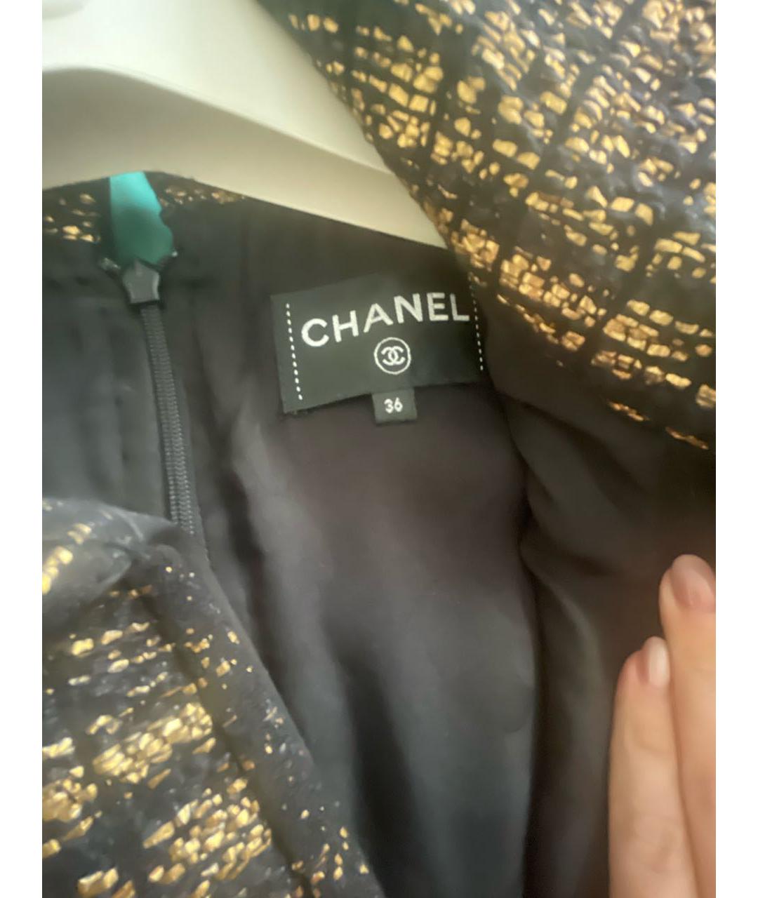 CHANEL Черное твидовое коктейльное платье, фото 3
