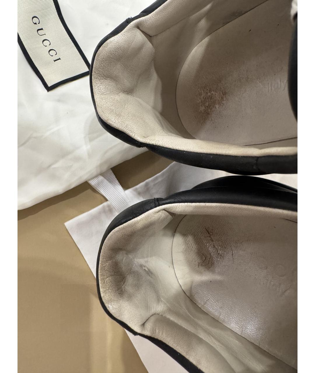 GUCCI Черные кожаные низкие кроссовки / кеды, фото 4