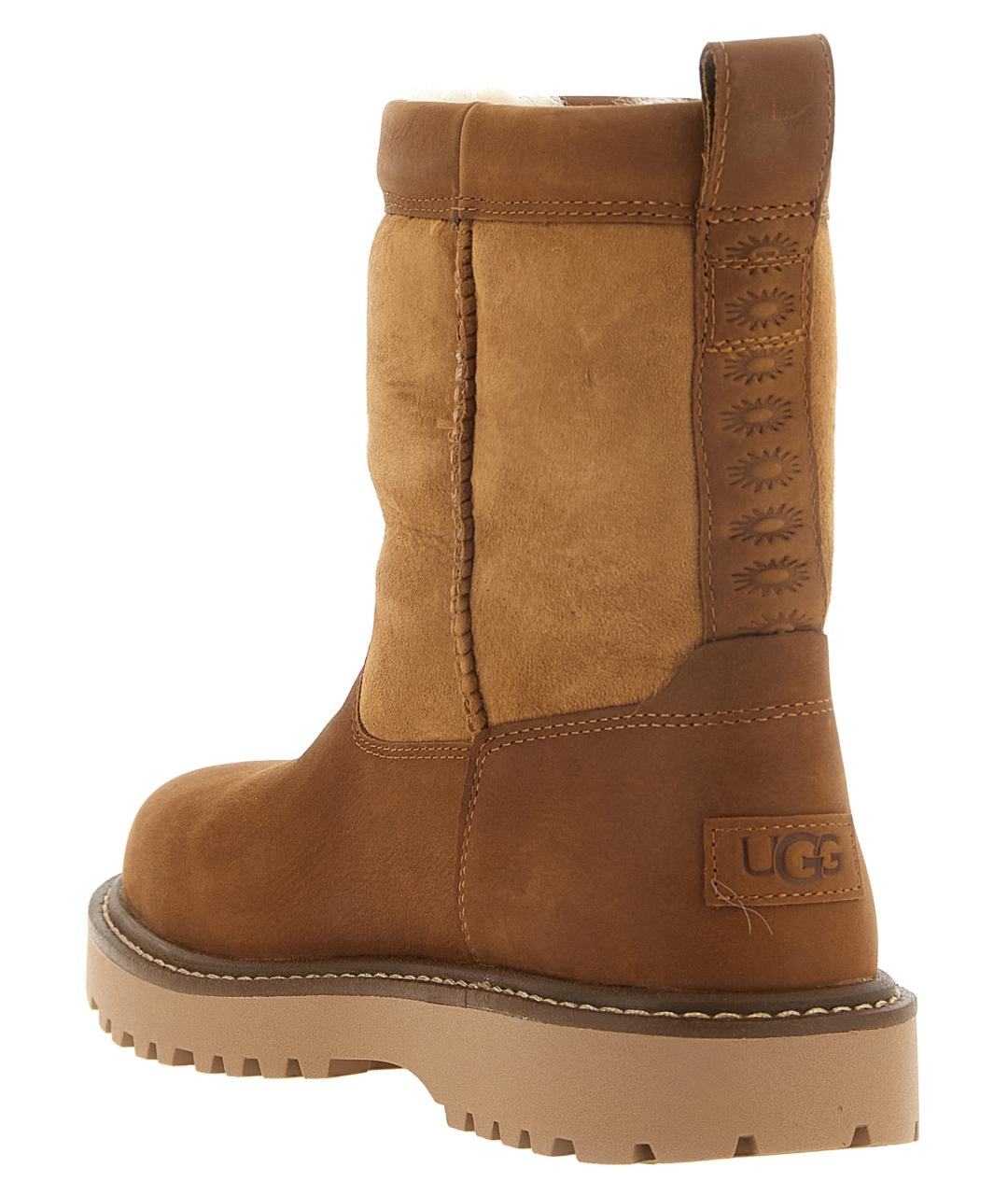 UGG Бежевые кожаные высокие ботинки, фото 3