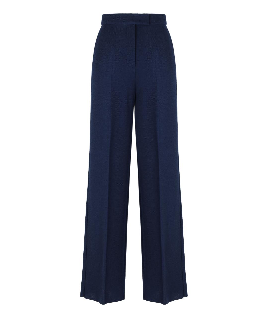 MAX MARA Синие шерстяные брюки широкие, фото 1
