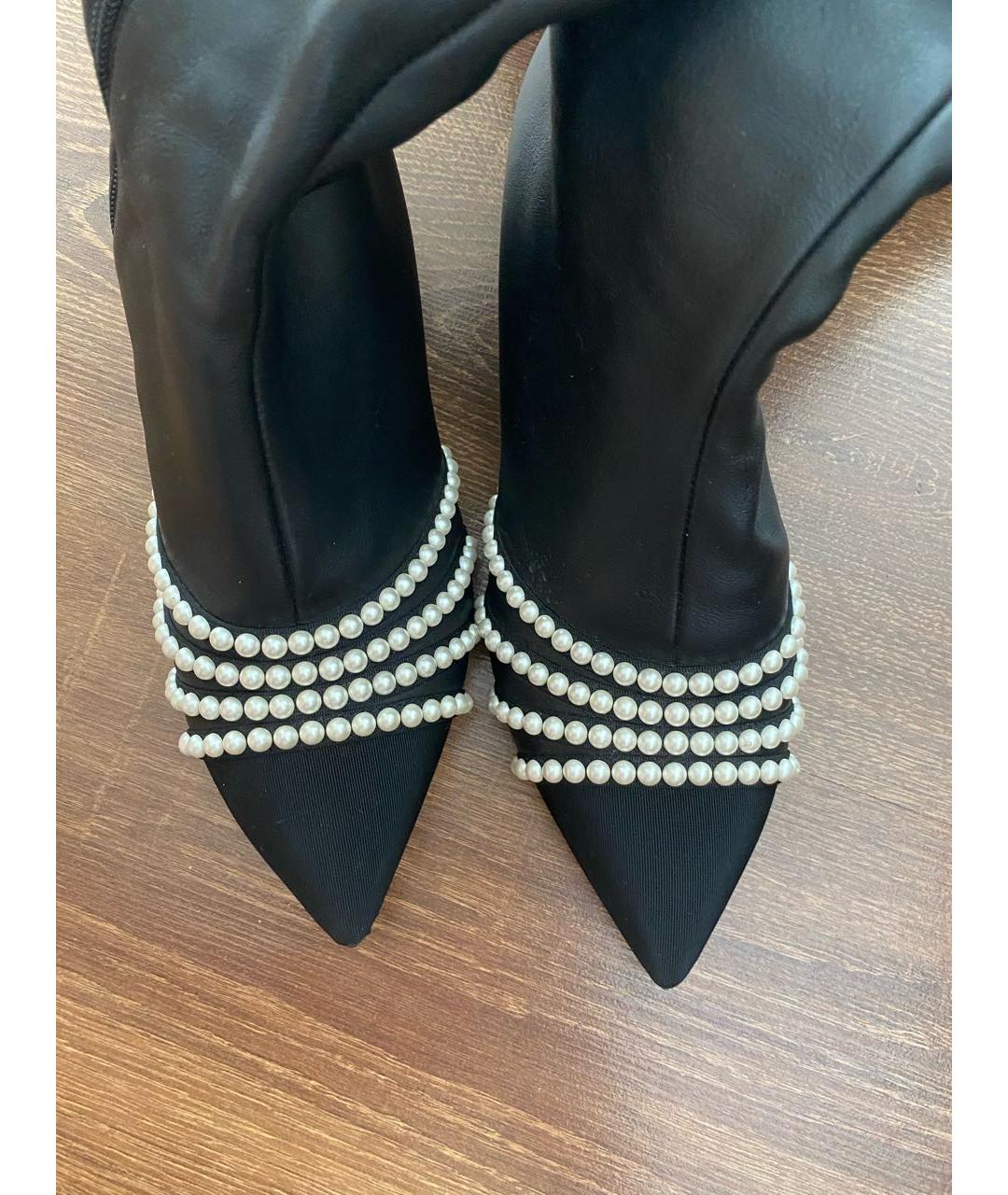 CHANEL Черные кожаные ботфорты, фото 2