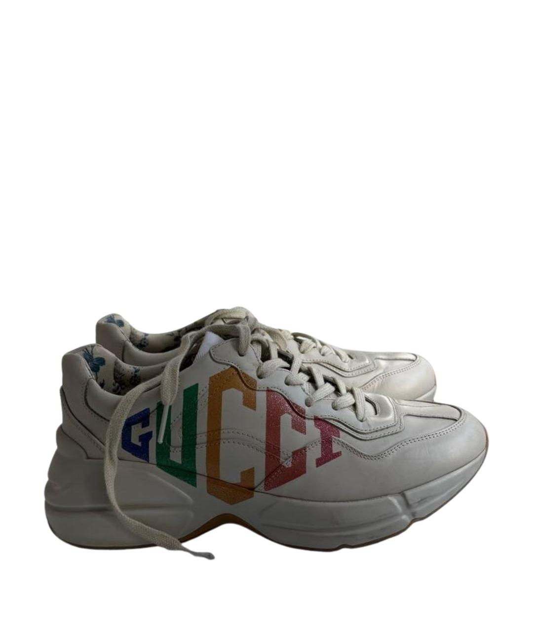 GUCCI Бежевые кожаные кроссовки, фото 1