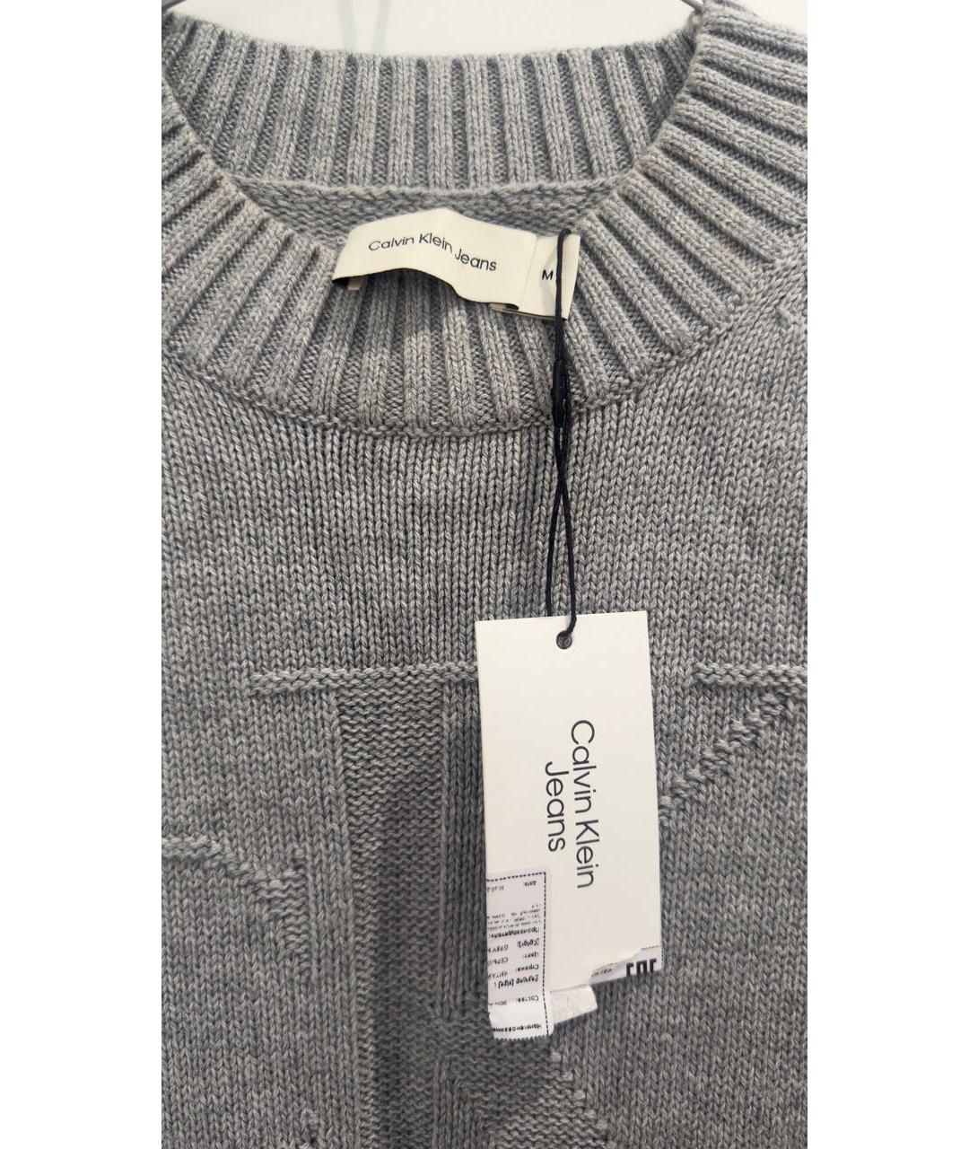 CALVIN KLEIN Серое хлопковое повседневное платье, фото 3