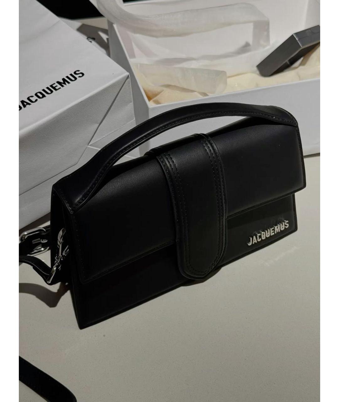 JACQUEMUS Черная кожаная сумка через плечо, фото 7