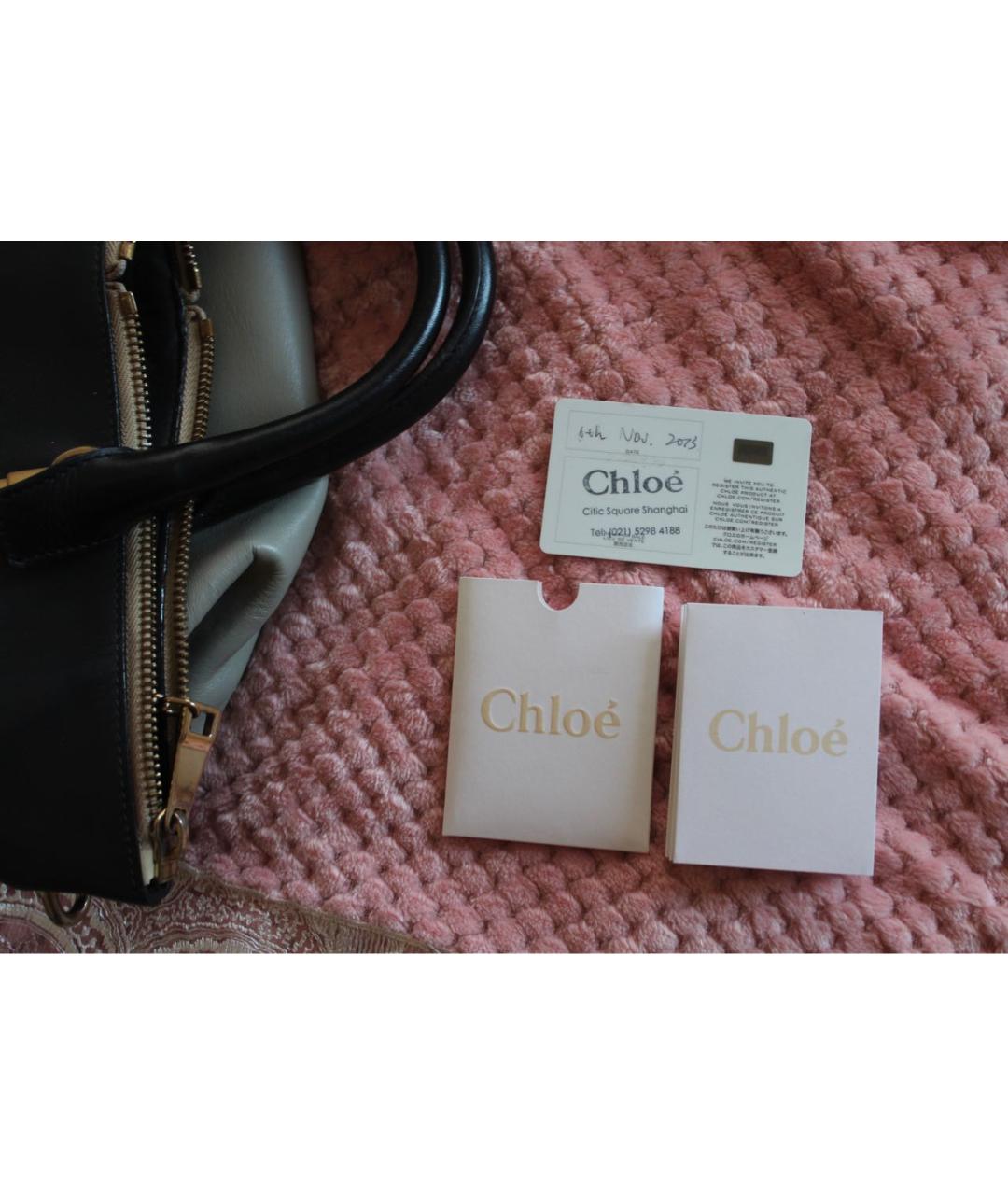 CHLOE Черная кожаная сумка тоут, фото 7