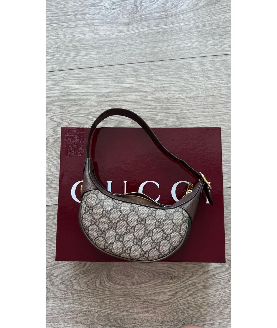 GUCCI Коричневая кожаная сумка с короткими ручками, фото 2