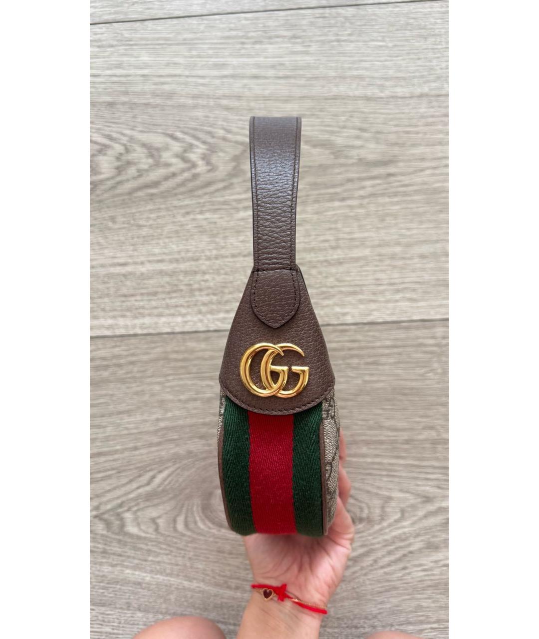 GUCCI Коричневая кожаная сумка с короткими ручками, фото 3