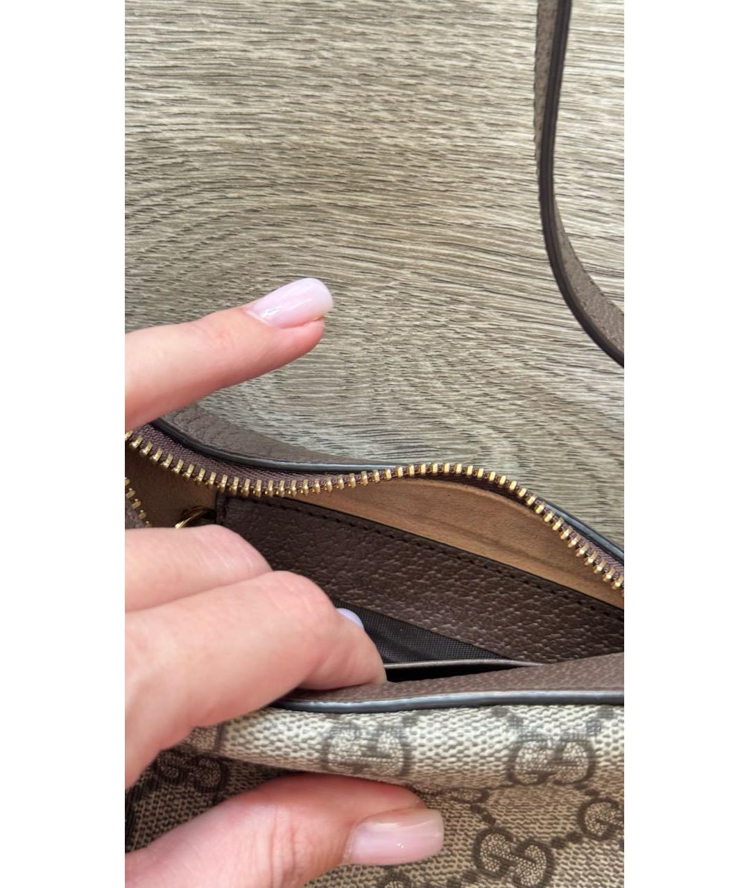 GUCCI Коричневая кожаная сумка с короткими ручками, фото 5