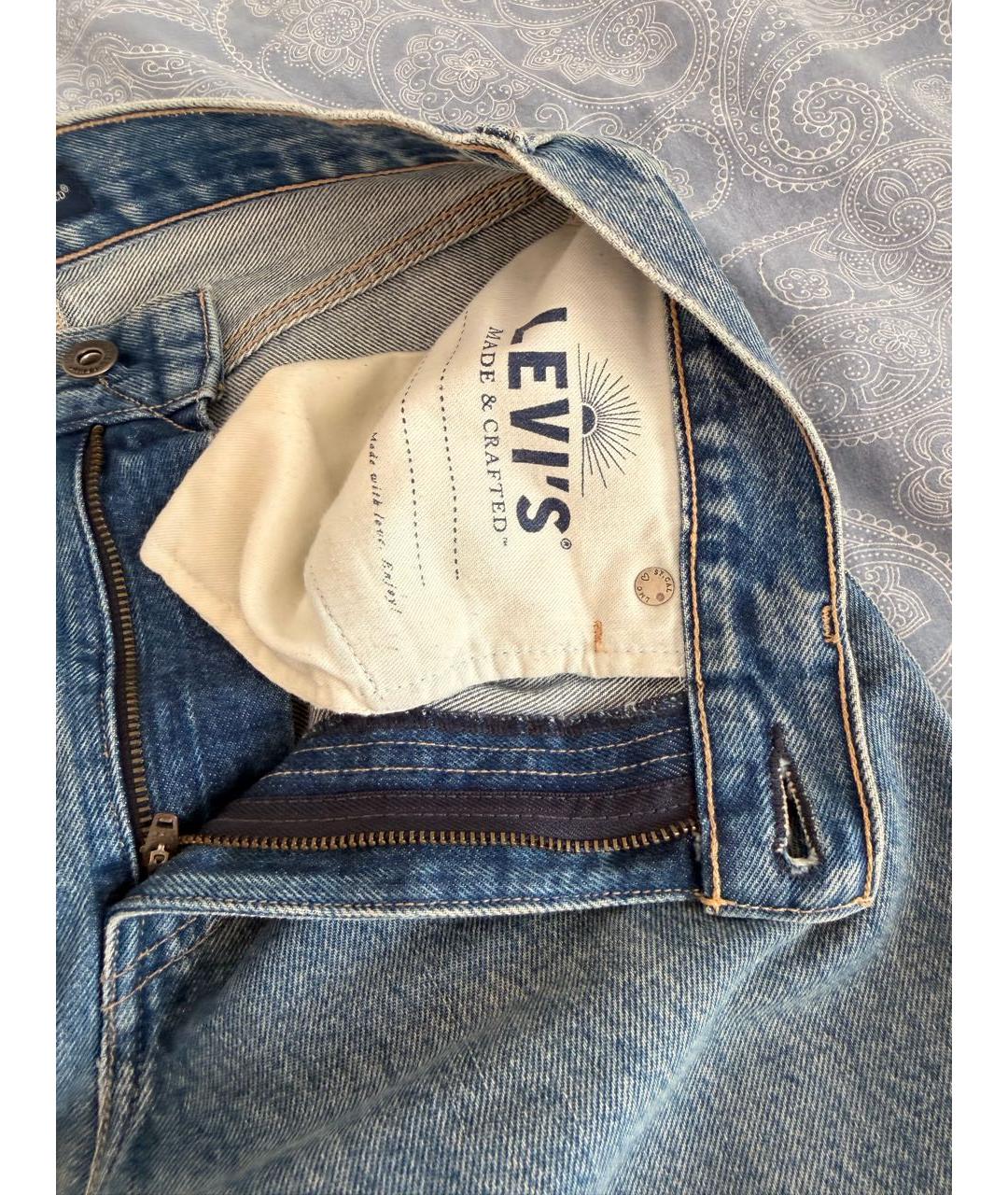 LEVI'S Темно-синие хлопковые прямые джинсы, фото 5
