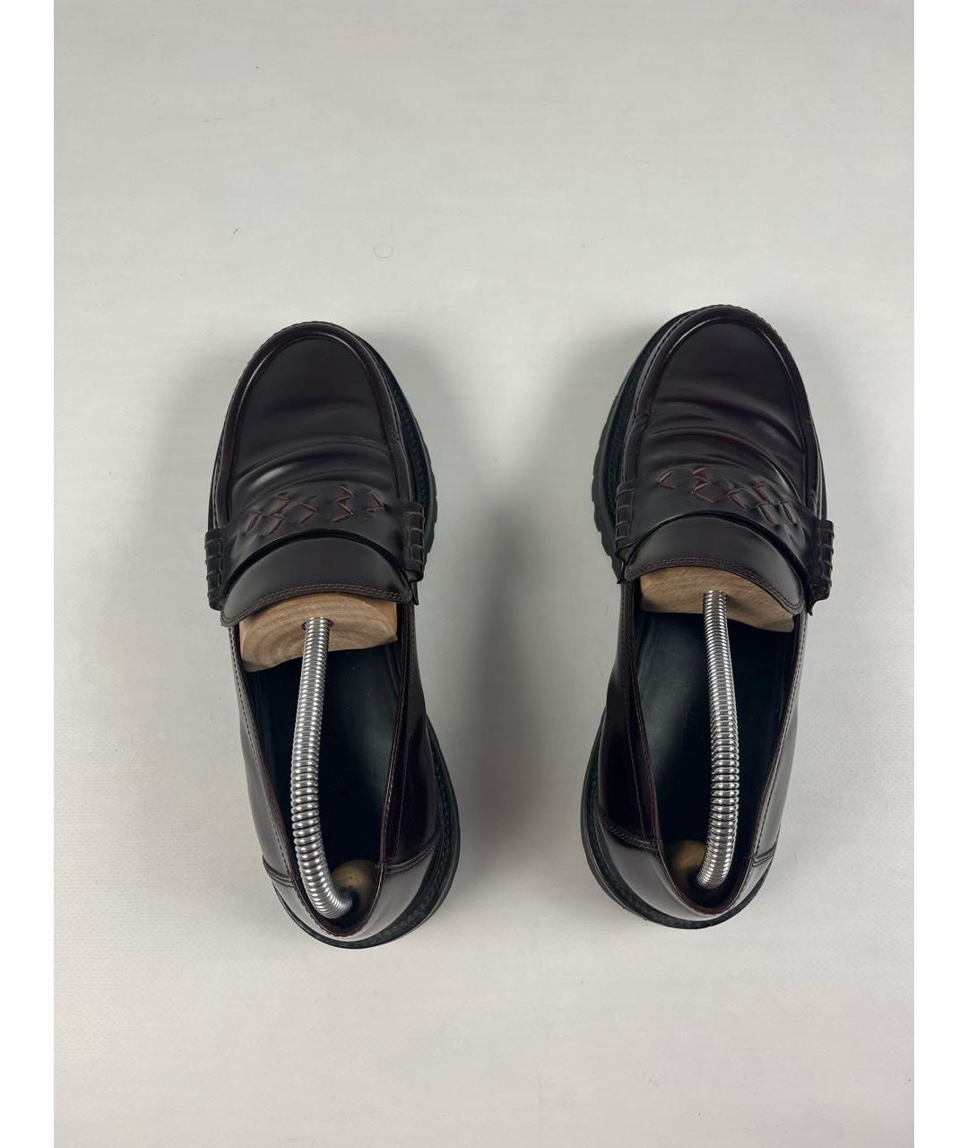 BOTTEGA VENETA Бордовые кожаные лоферы, фото 5