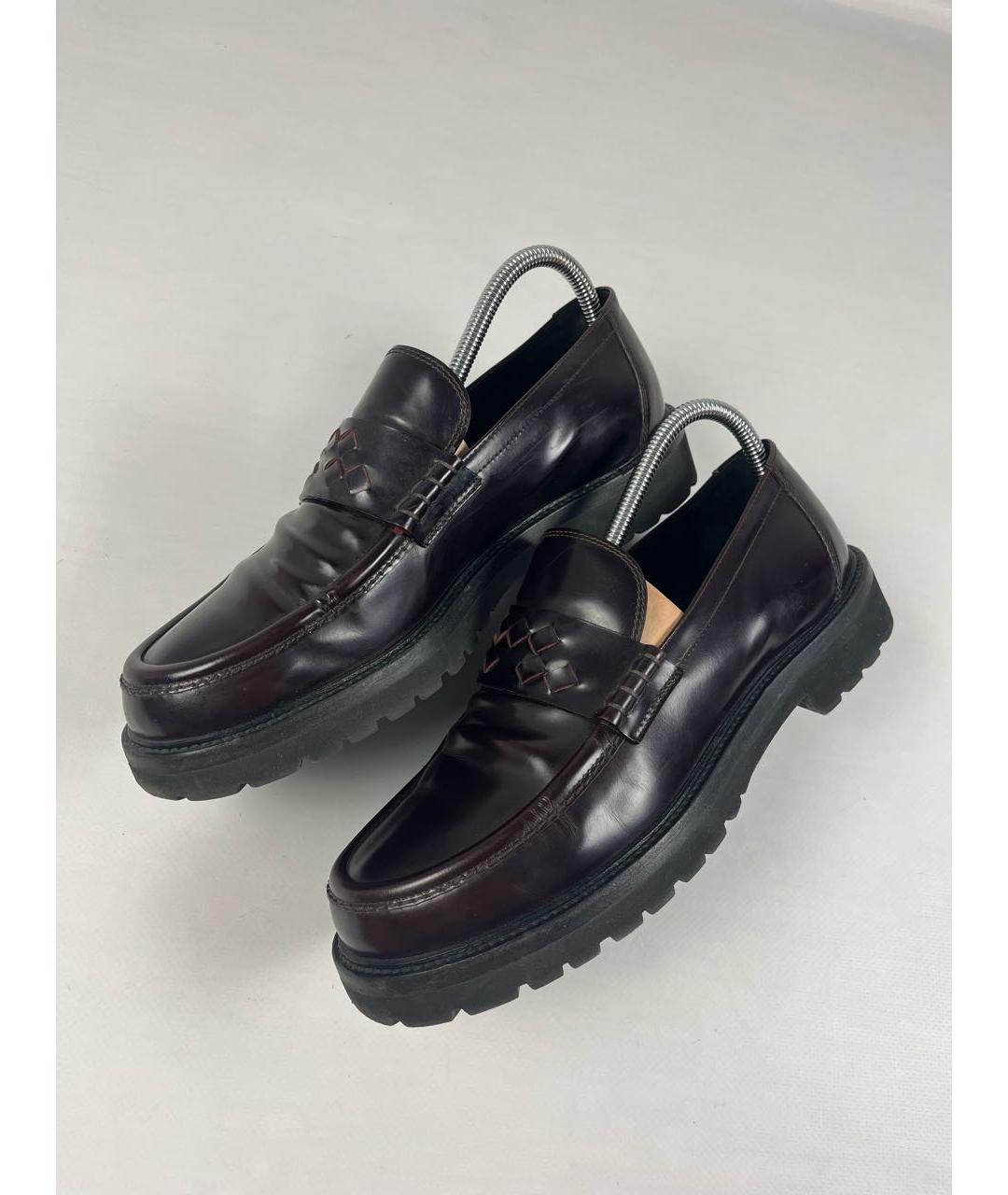 BOTTEGA VENETA Бордовые кожаные лоферы, фото 3