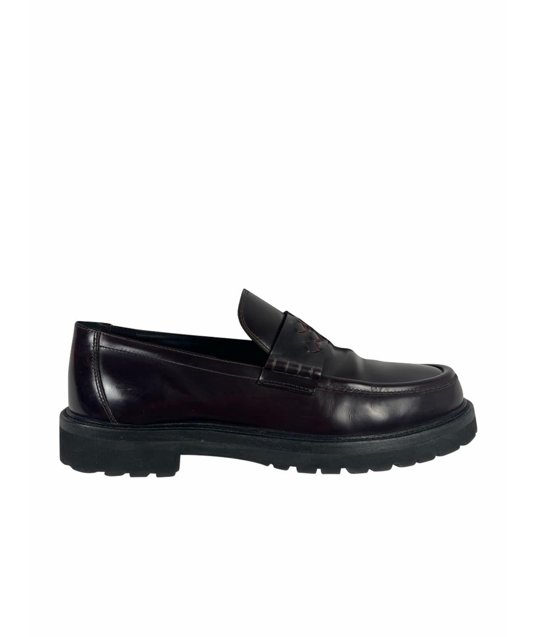 BOTTEGA VENETA Бордовые кожаные лоферы, фото 1