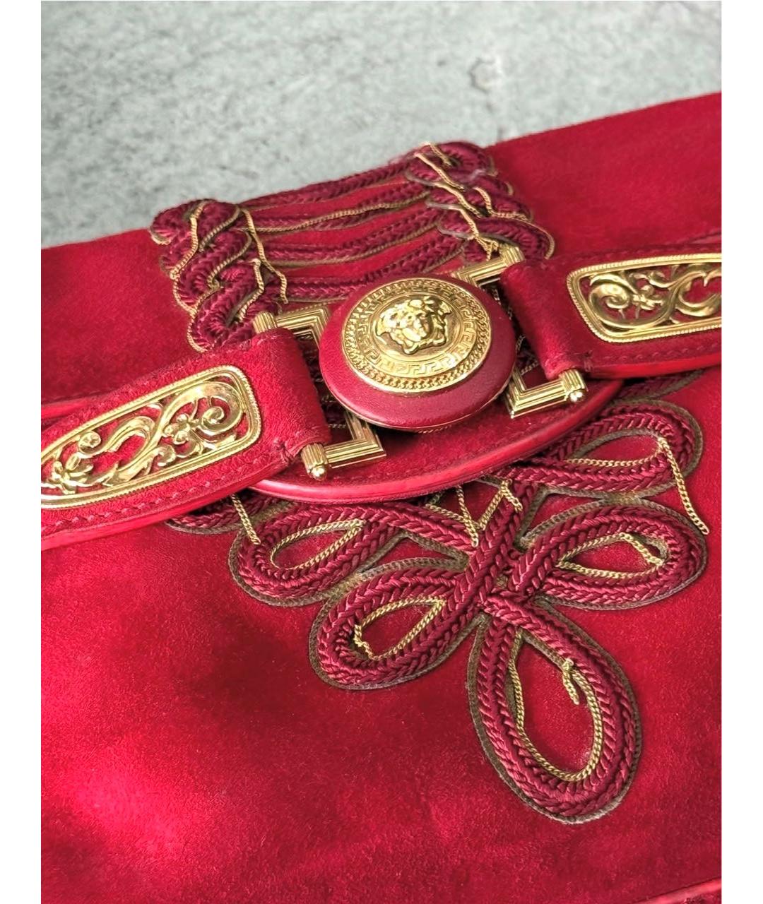 VERSACE Бордовая замшевая сумка с короткими ручками, фото 3