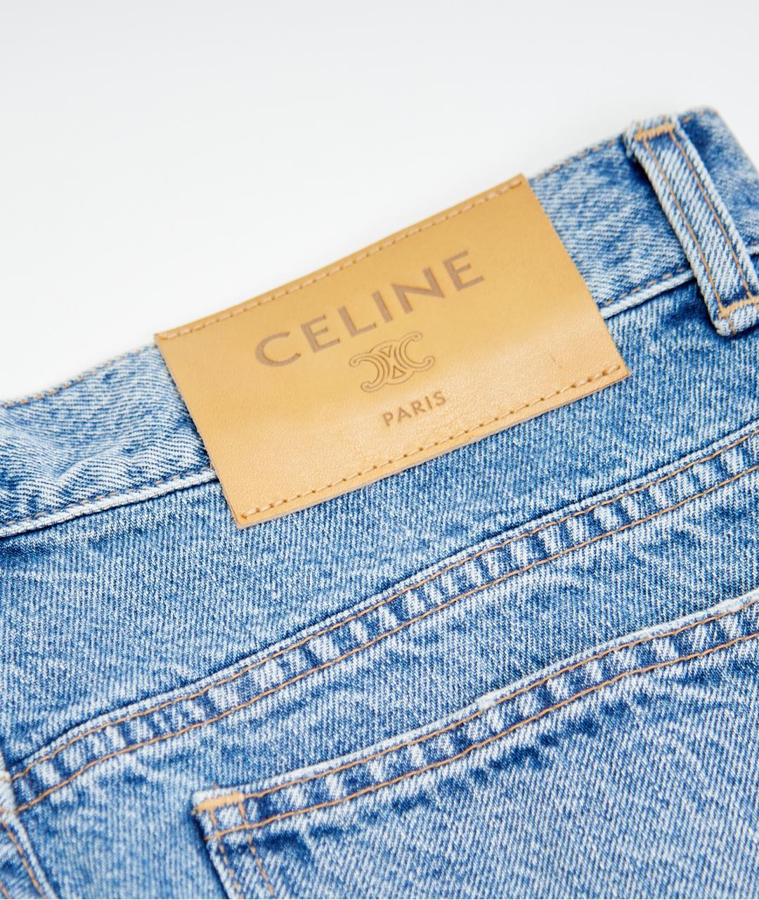 CELINE Голубые хлопковые джинсы клеш, фото 3