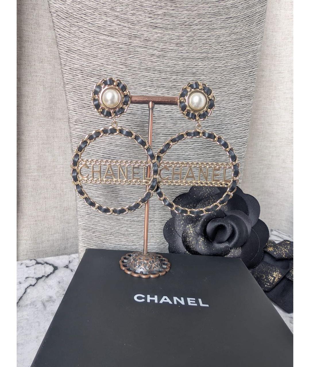 CHANEL Черные серьги, фото 7