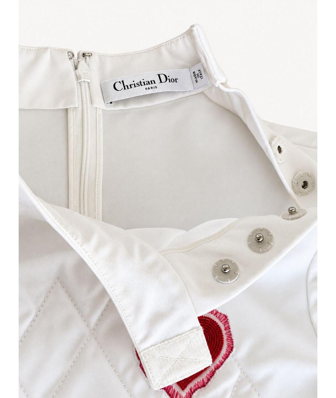 CHRISTIAN DIOR Белое хлопковое повседневное платье, фото 3