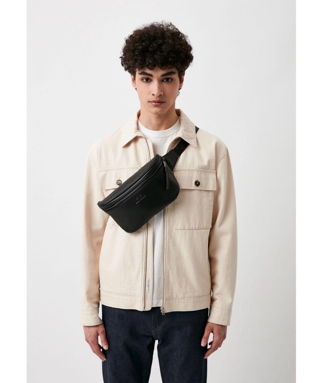 ARMANI EXCHANGE Черная поясная сумка из искусственной кожи, фото 7