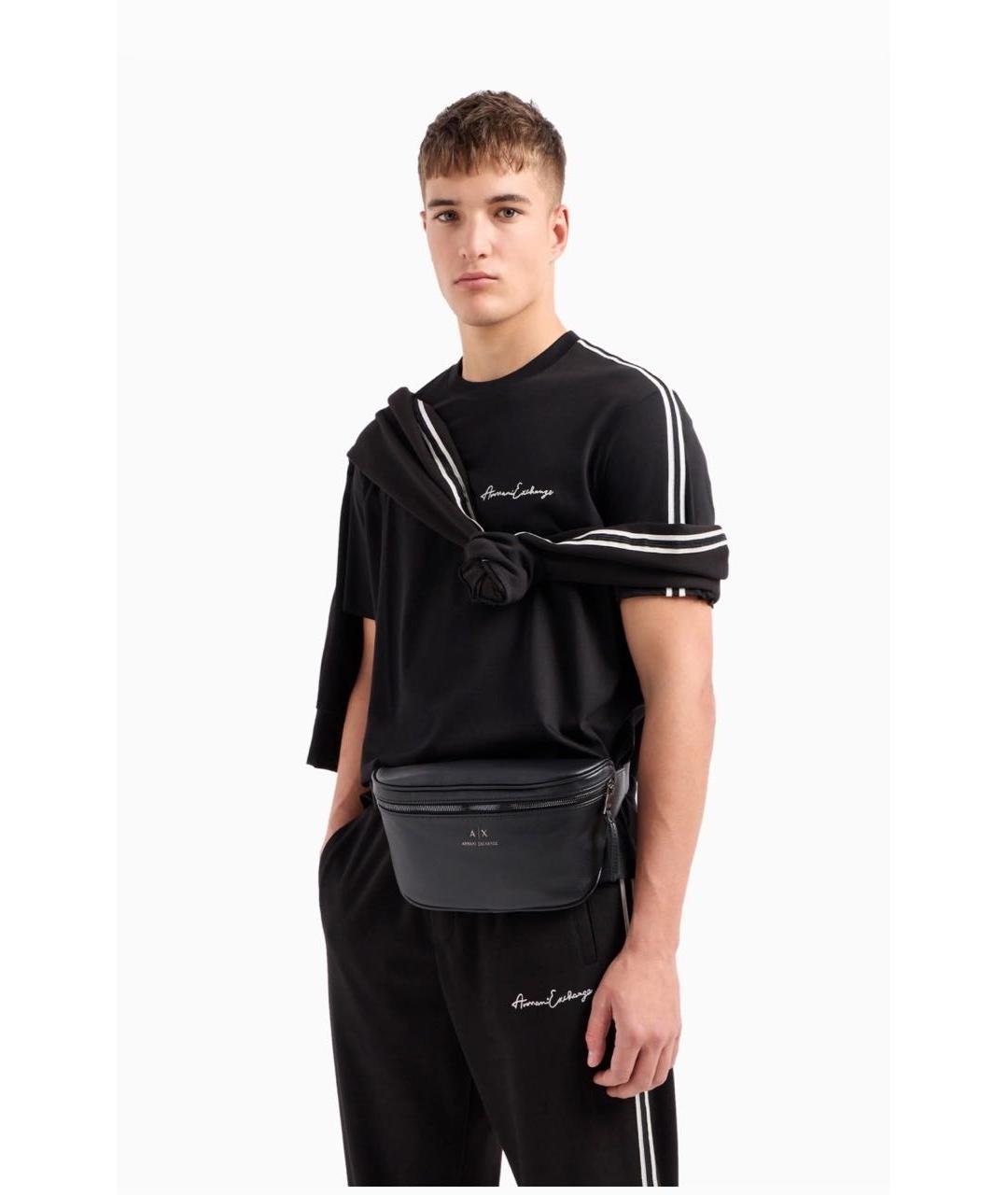 ARMANI EXCHANGE Черная поясная сумка из искусственной кожи, фото 3