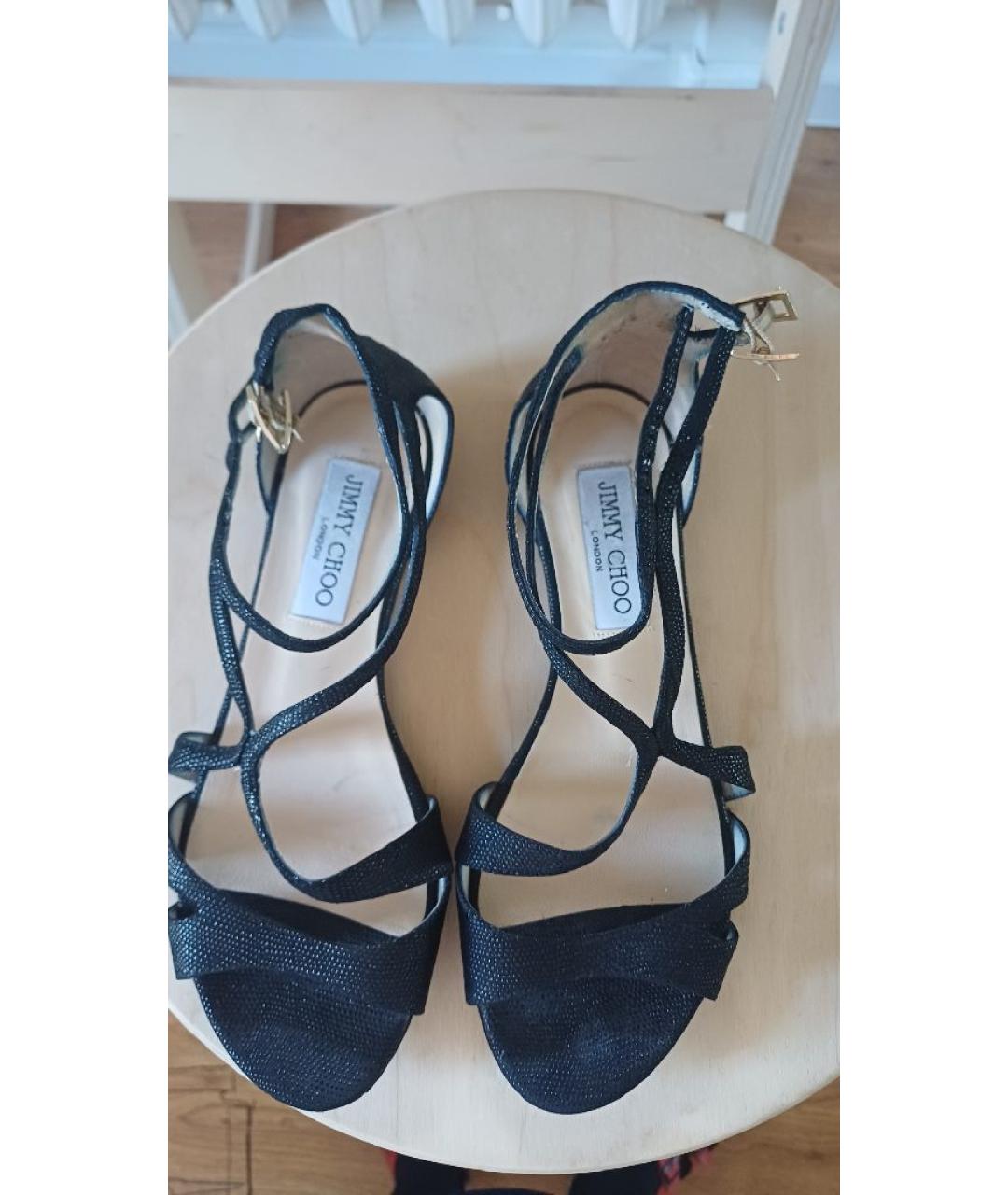 JIMMY CHOO Черные кожаные босоножки, фото 2