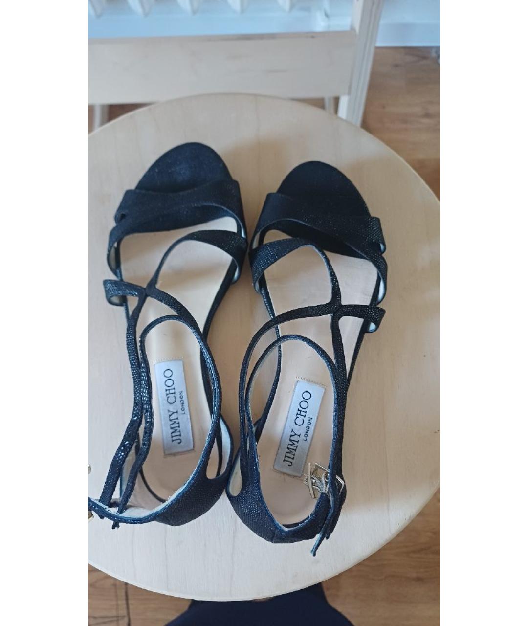 JIMMY CHOO Черные кожаные босоножки, фото 3