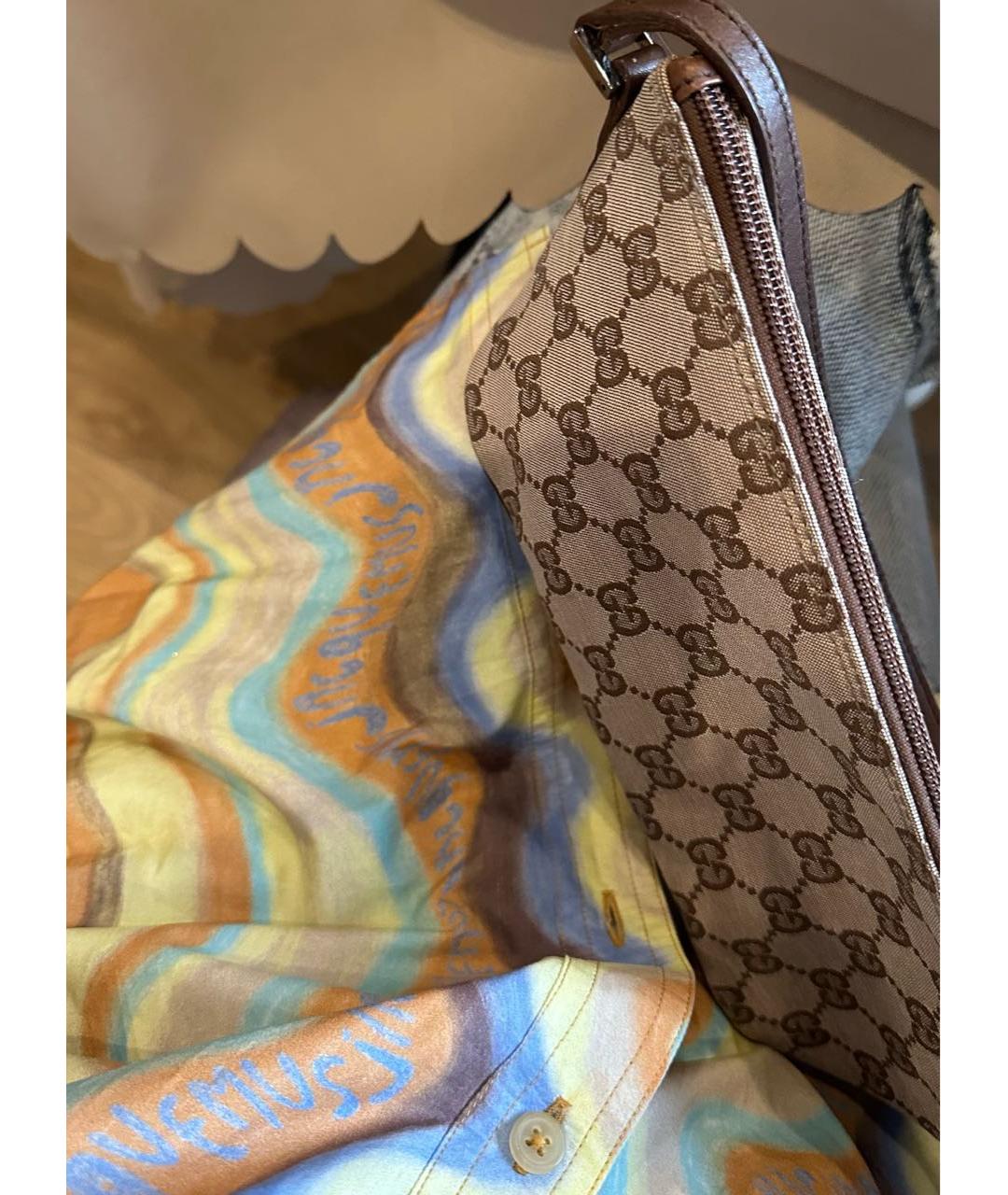 GUCCI Коричневая сумка с короткими ручками из канвы, фото 7