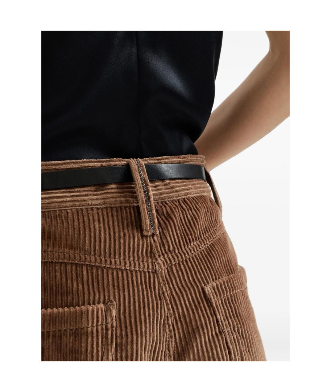 BRUNELLO CUCINELLI Коричневые хлопковые брюки широкие, фото 2