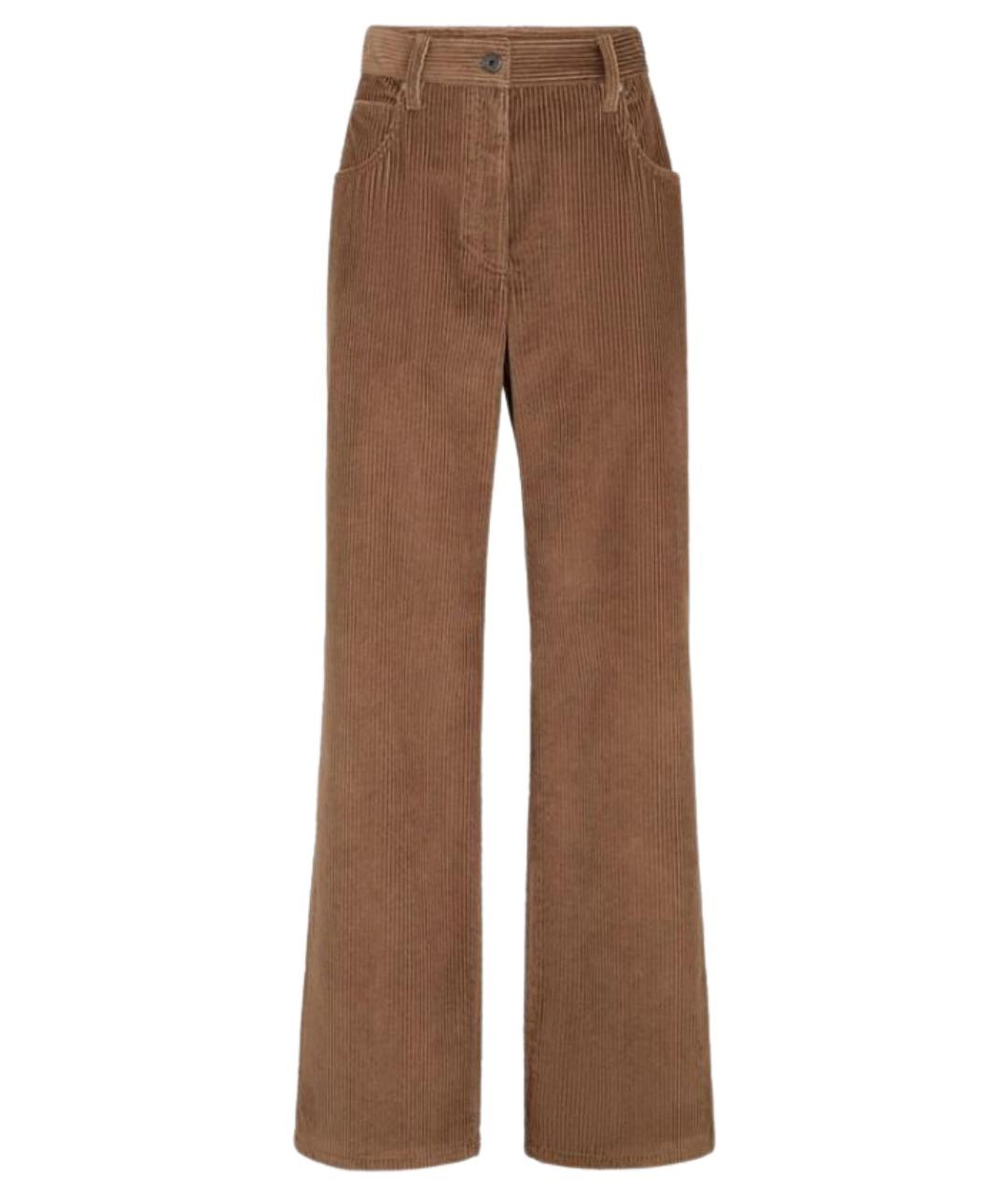 BRUNELLO CUCINELLI Коричневые хлопковые брюки широкие, фото 1