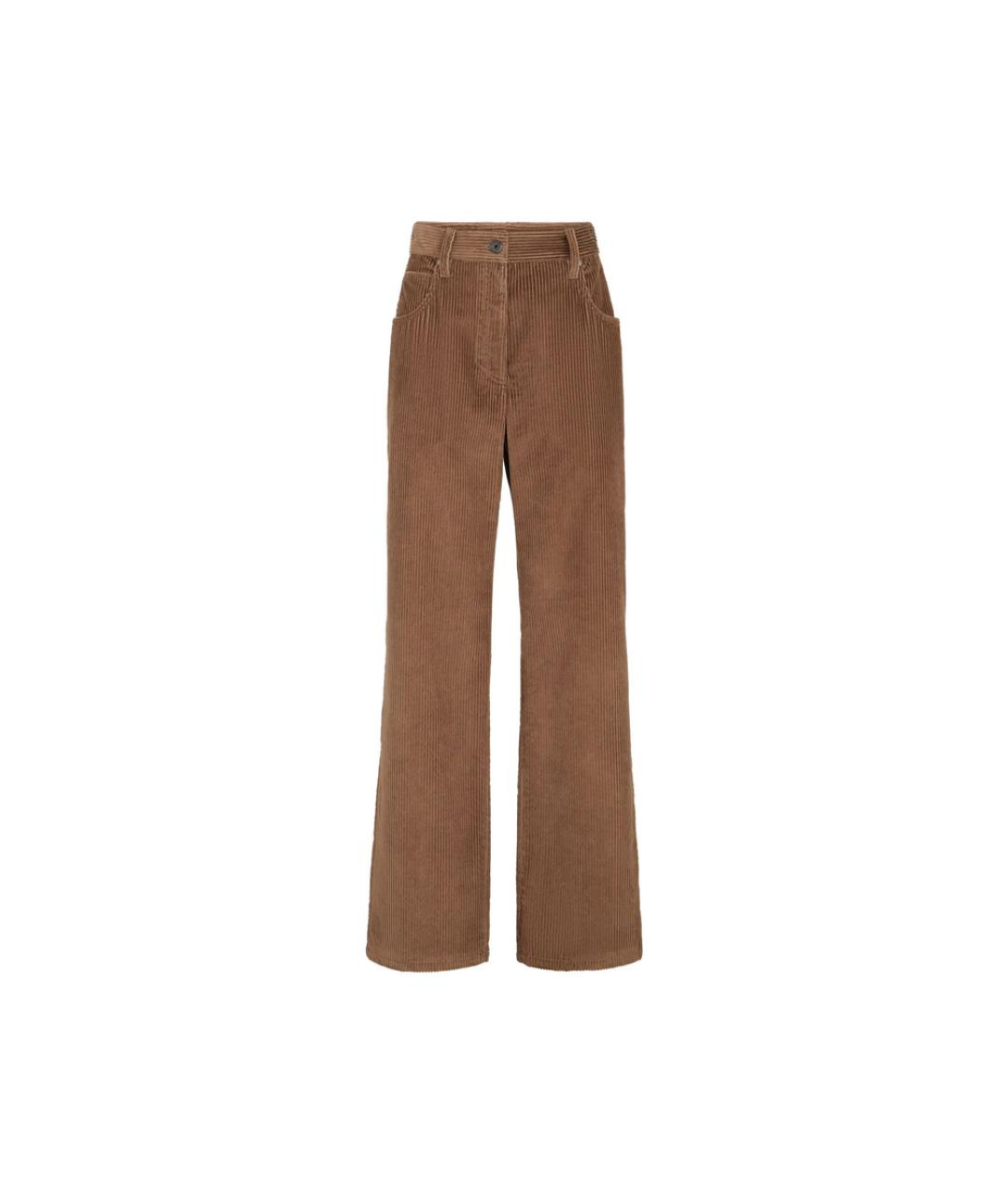 BRUNELLO CUCINELLI Коричневые хлопковые брюки широкие, фото 7