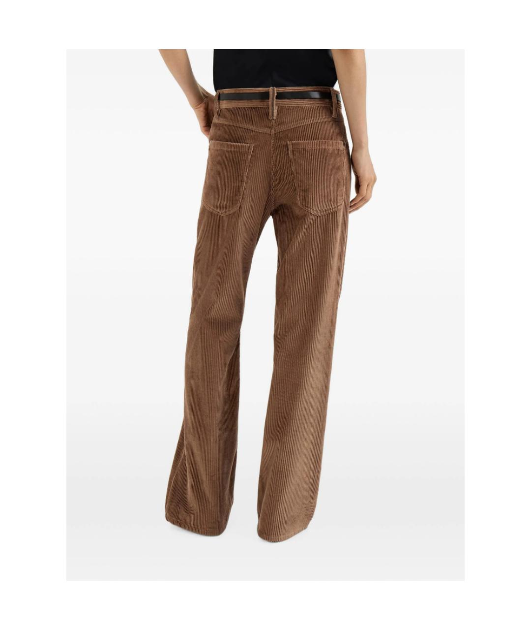 BRUNELLO CUCINELLI Коричневые хлопковые брюки широкие, фото 5