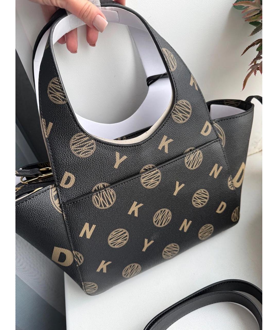 DKNY Черная кожаная сумка тоут, фото 3