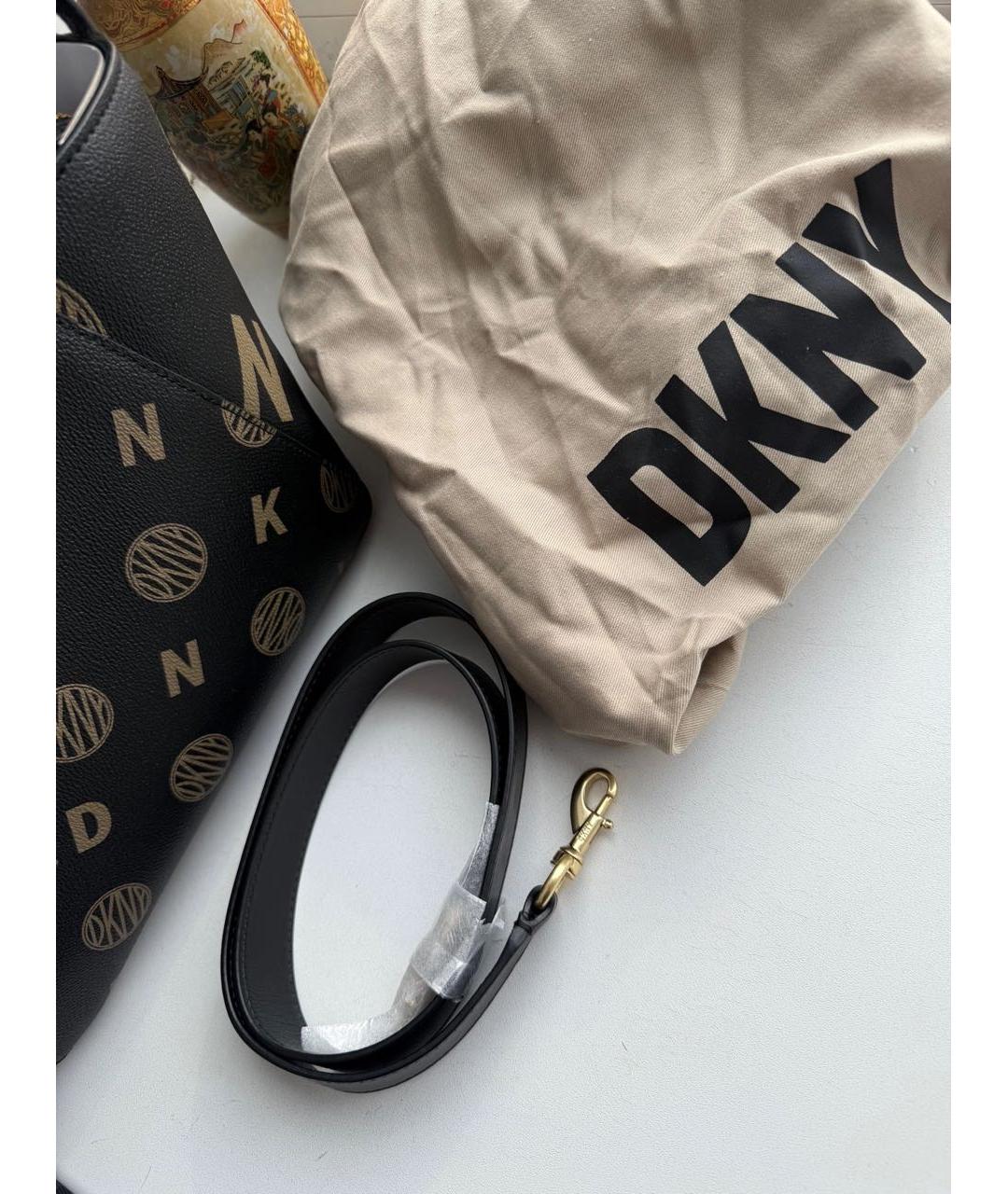 DKNY Черная кожаная сумка тоут, фото 5