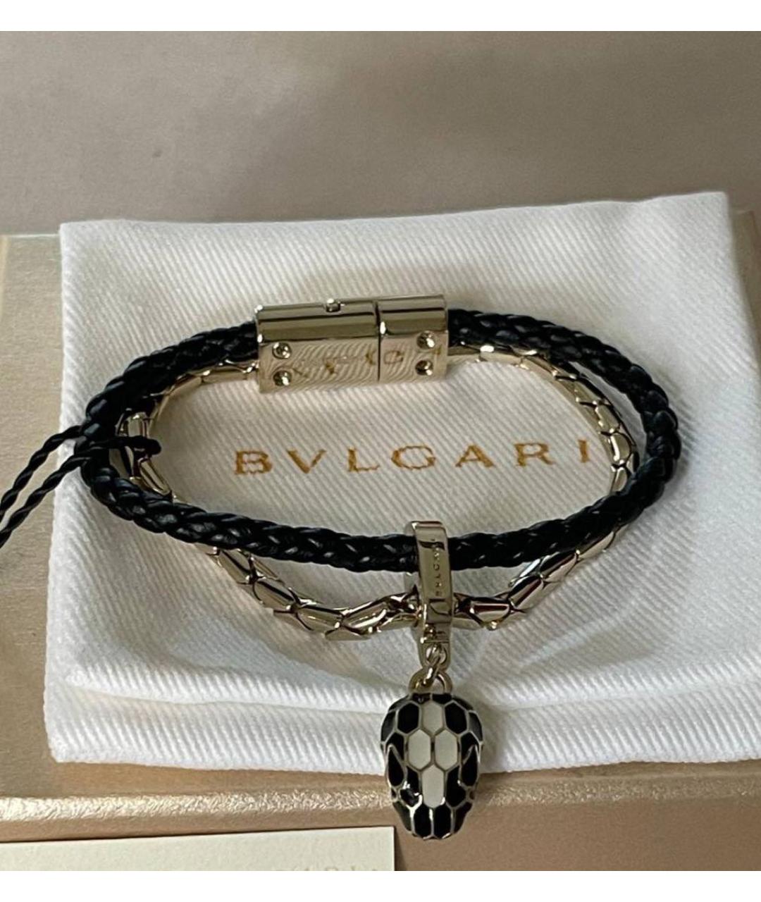 BVLGARI Черный кожаный браслет, фото 3
