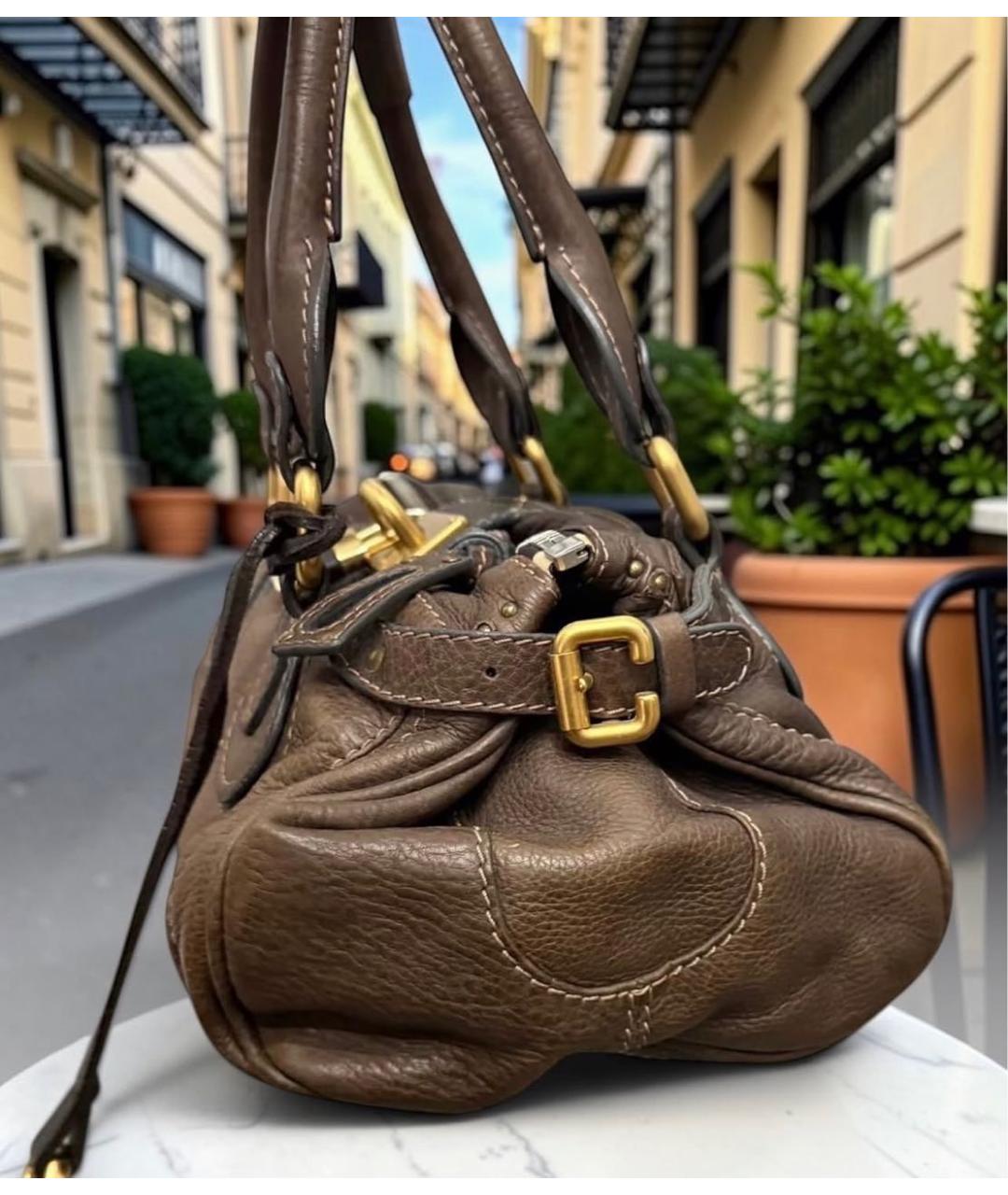 CHLOE Коричневая кожаная сумка через плечо, фото 4