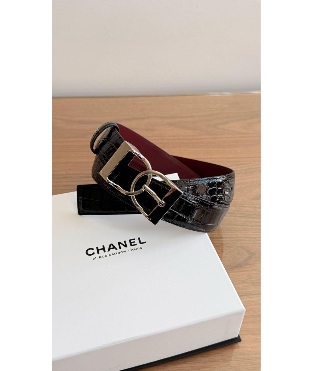 CHANEL Черный кожаный ремень, фото 2