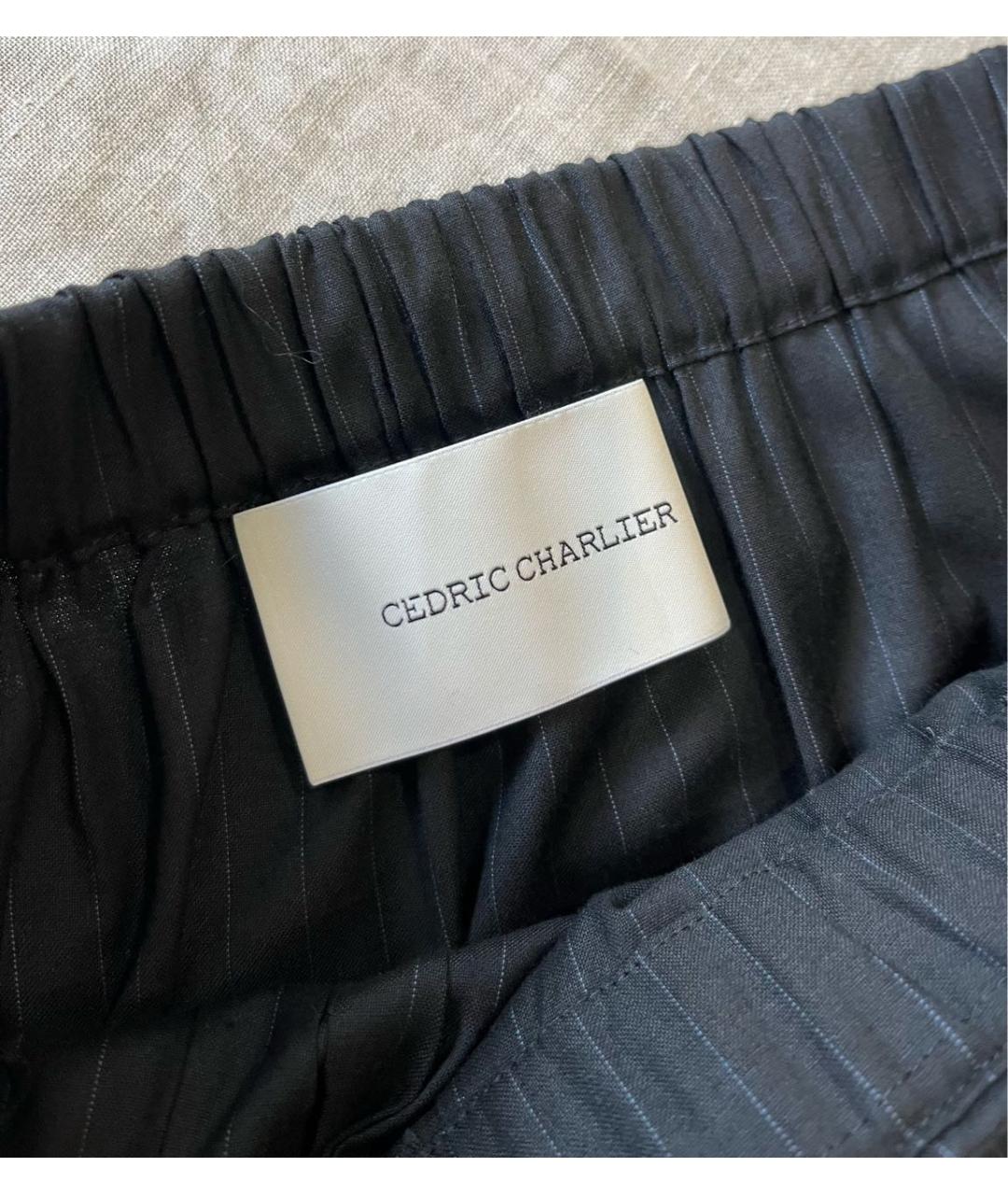 CEDRIC CHARLIER Темно-синяя шерстяная юбка макси, фото 4
