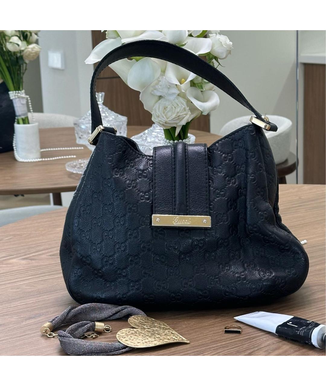 GUCCI Черная кожаная сумка с короткими ручками, фото 7