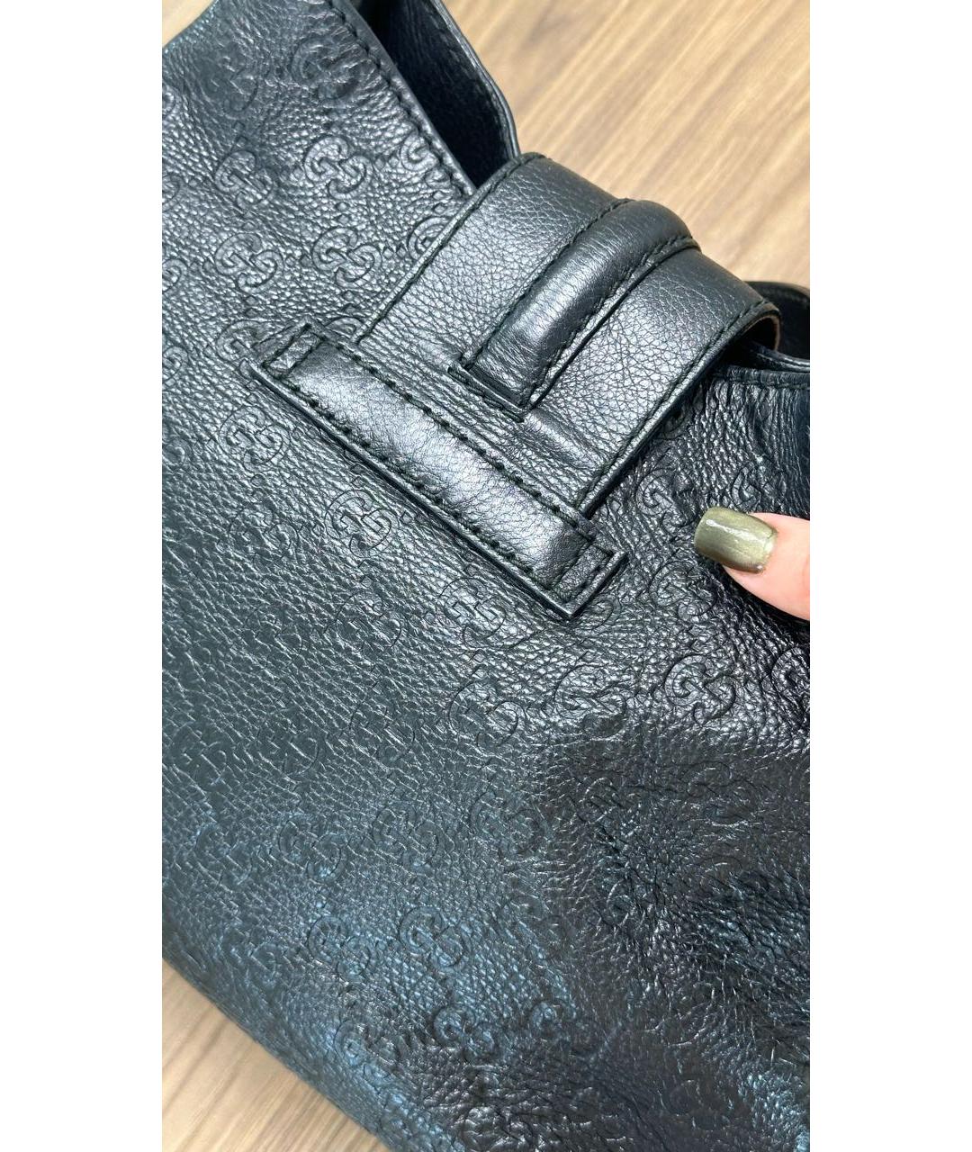 GUCCI Черная кожаная сумка с короткими ручками, фото 6