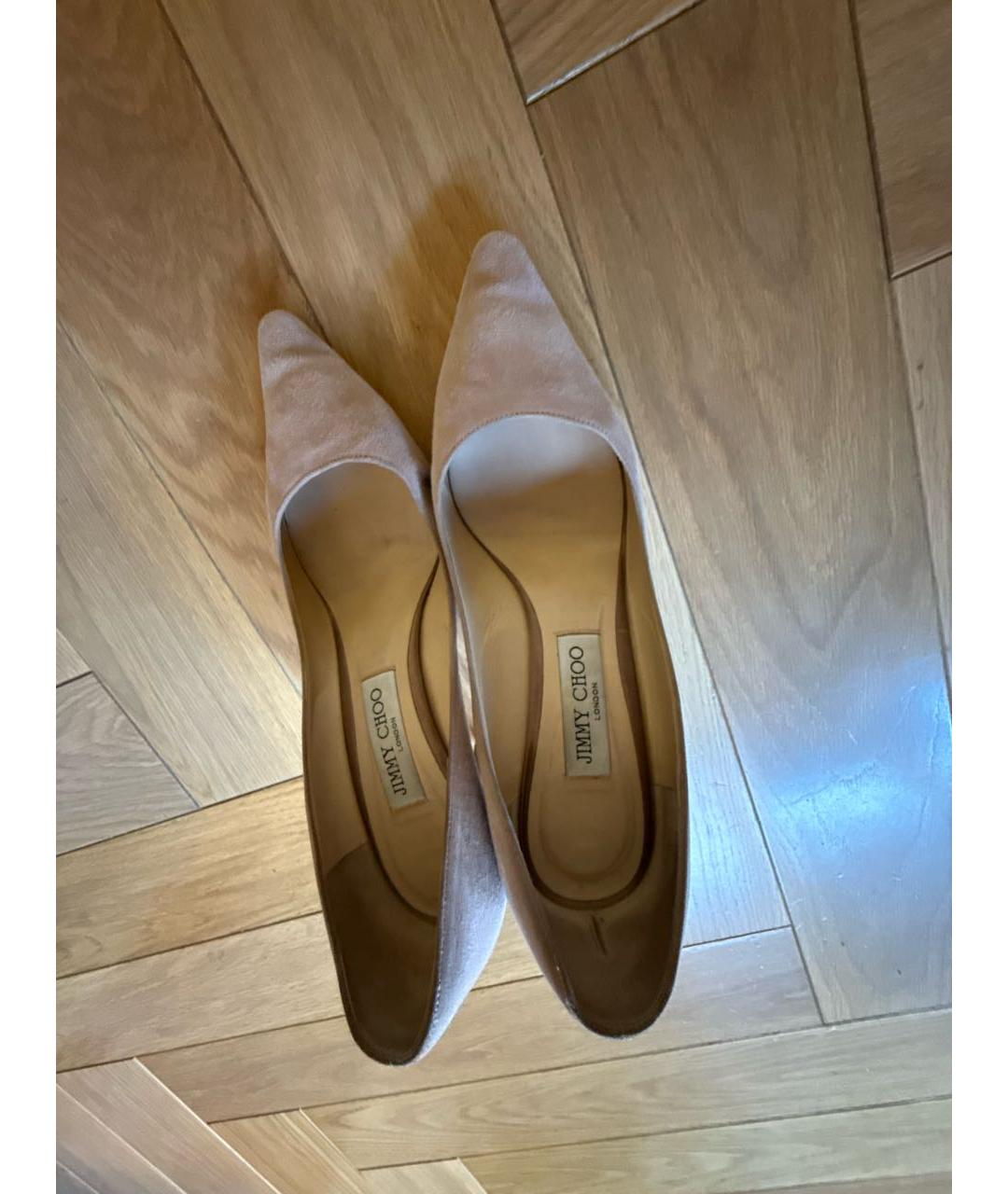 JIMMY CHOO Бежевые замшевые туфли, фото 3