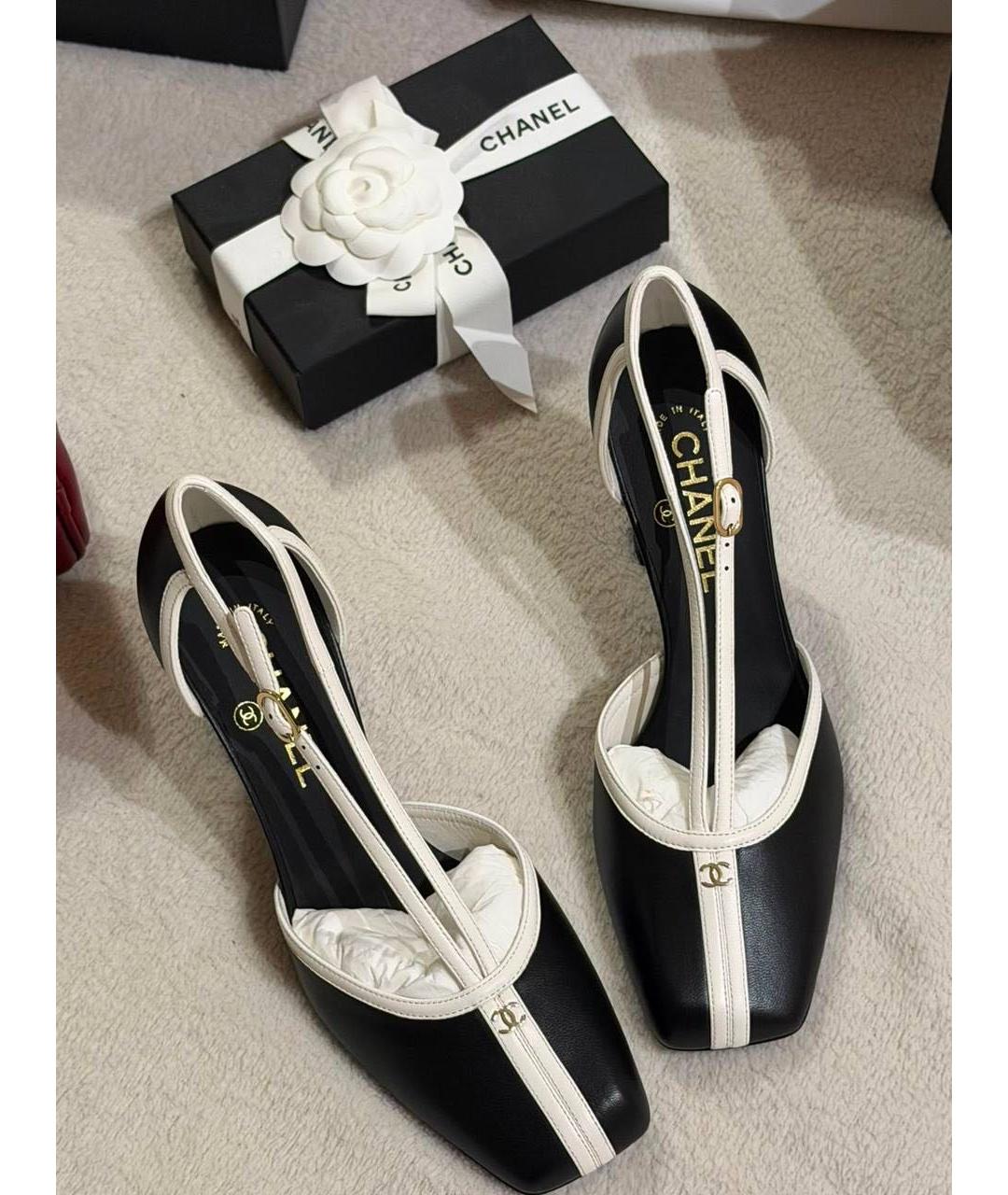 CHANEL Черные кожаные туфли, фото 2