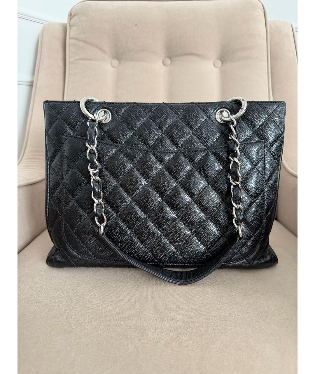 CHANEL Черная кожаная сумка тоут, фото 3