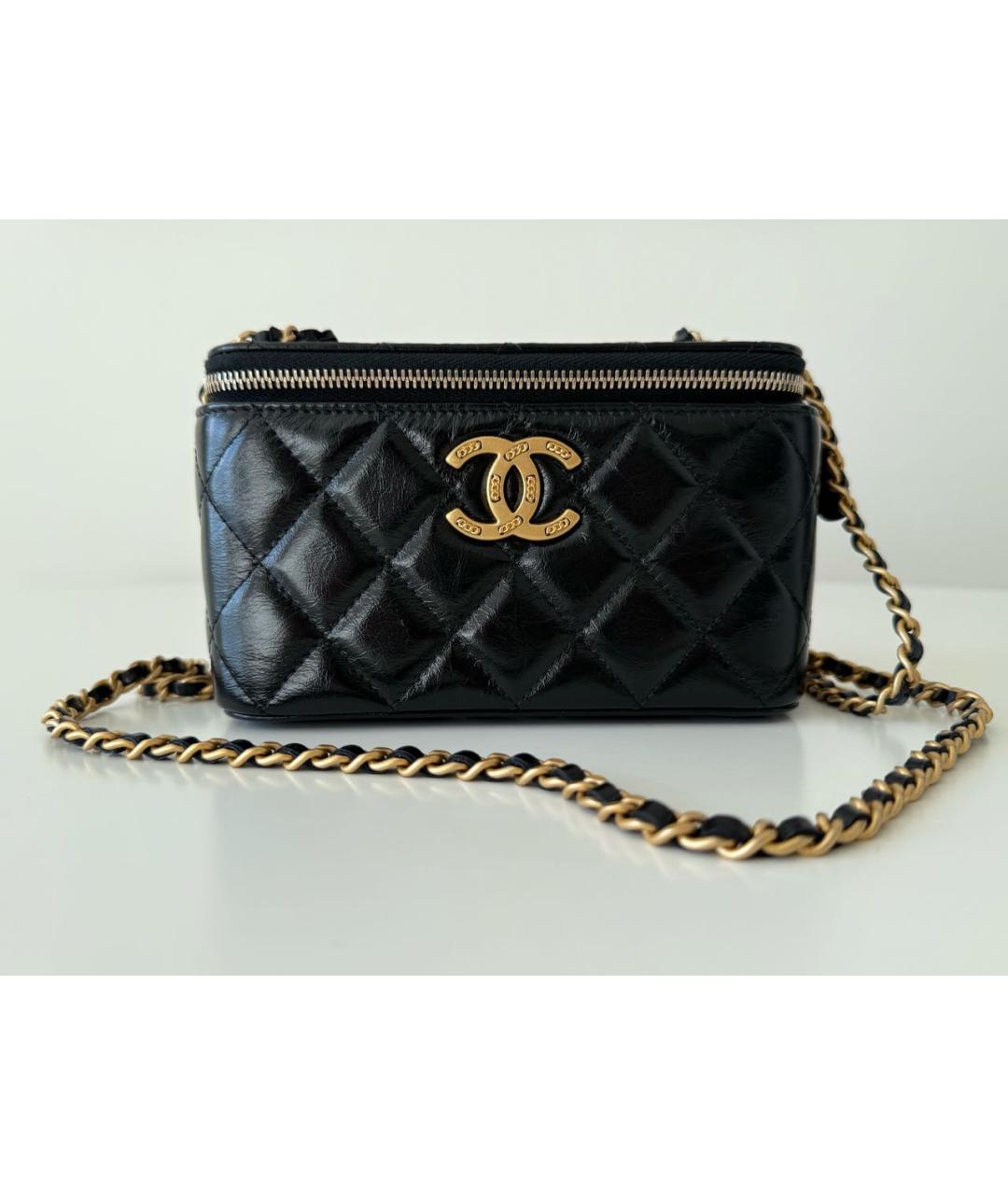 CHANEL Черная кожаная сумка через плечо, фото 8