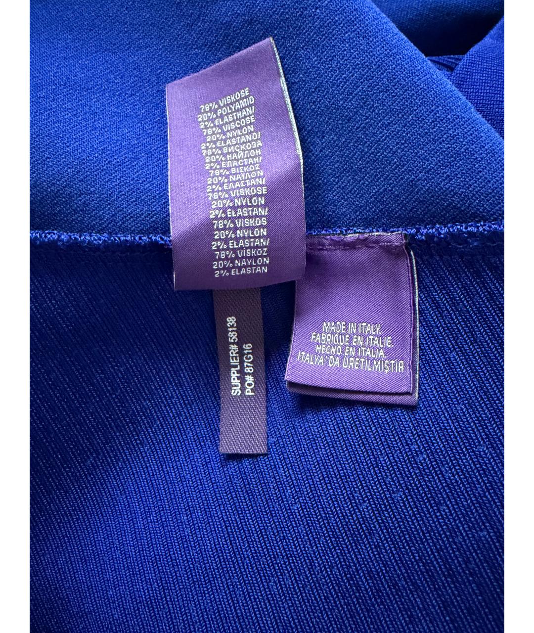 RALPH LAUREN PURPLE LABEL Синее полиэстеровое вечернее платье, фото 7