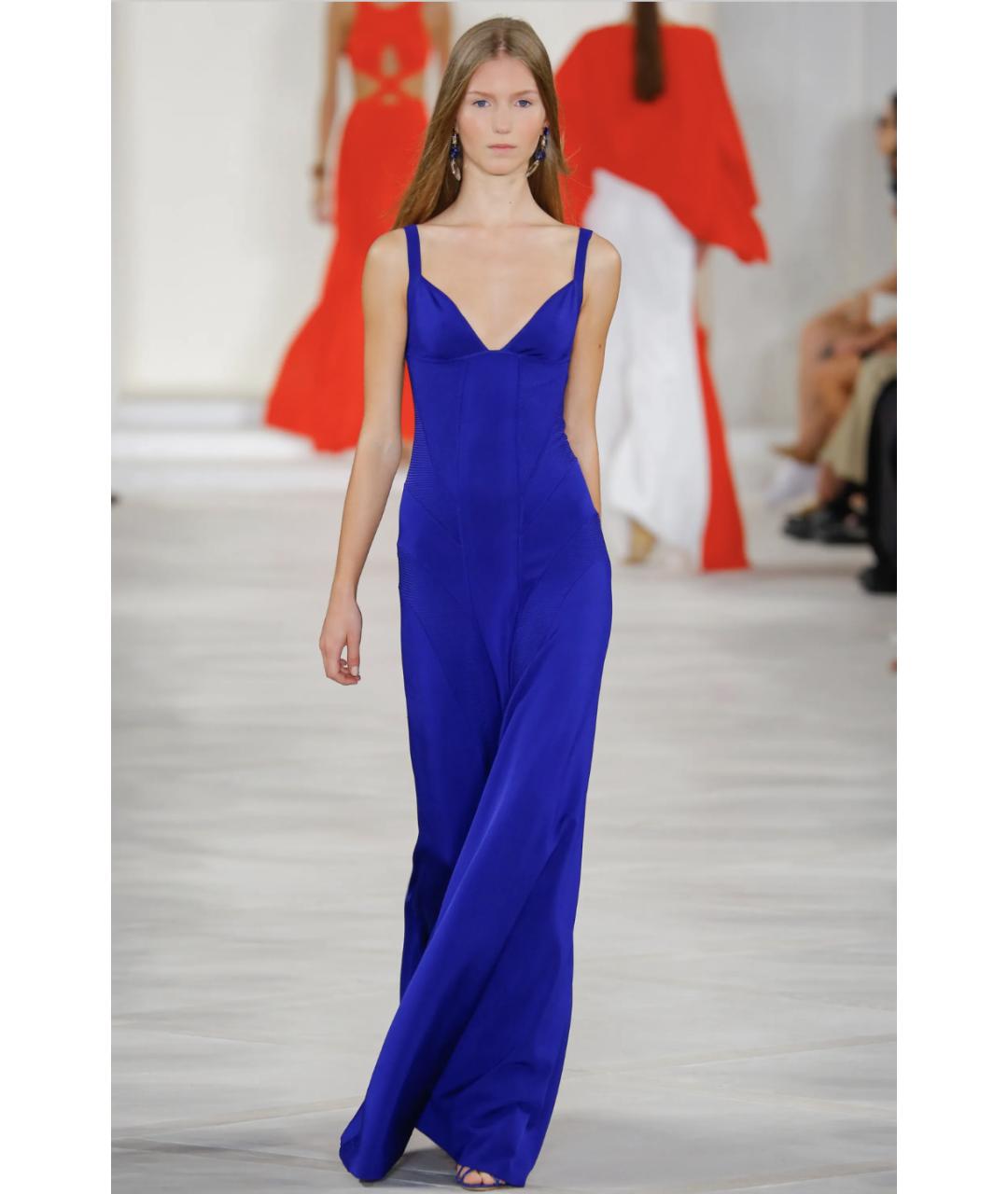 RALPH LAUREN PURPLE LABEL Синее полиэстеровое вечернее платье, фото 8